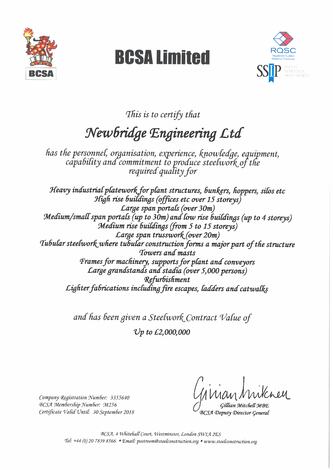 BCSA accreditation Certificate