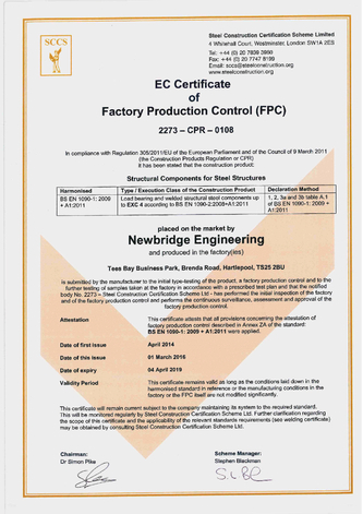 Factory Production Control Certificate