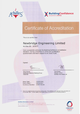 Achilles Building Confidence Certificate